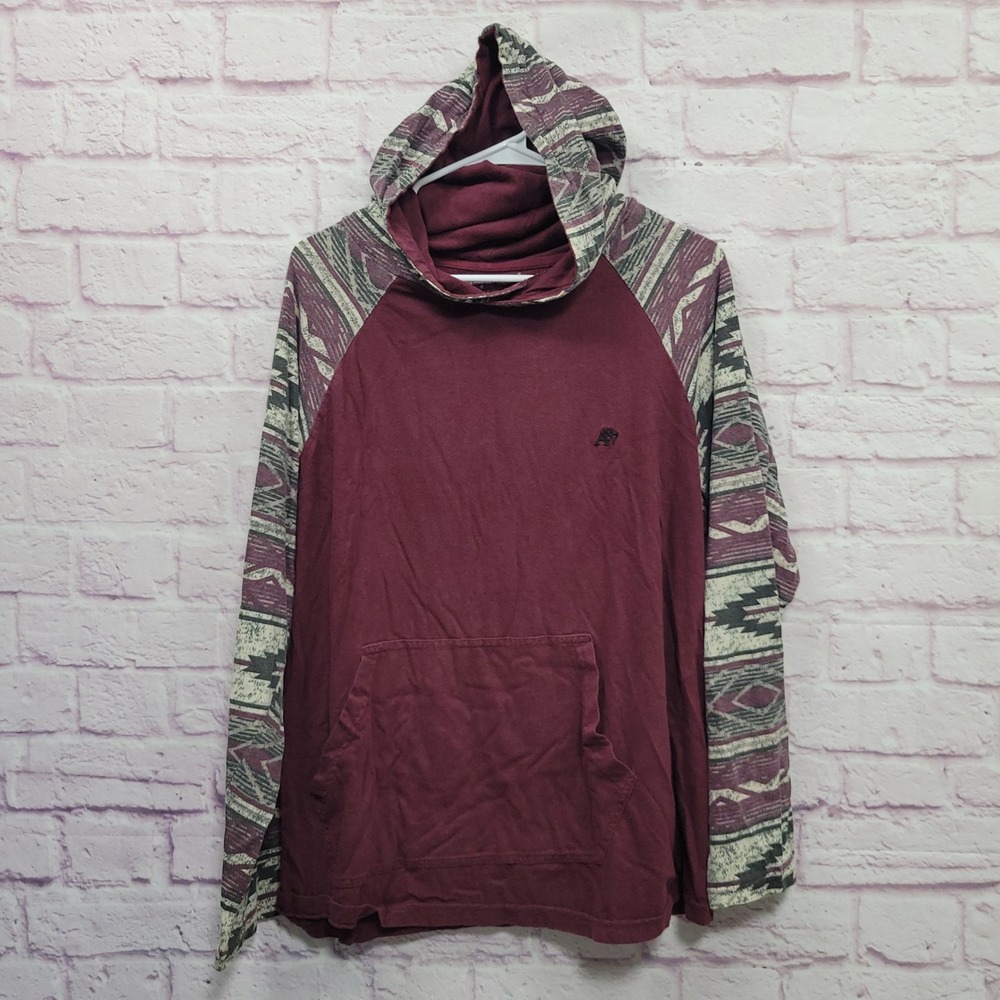 Aeropostale Aztec Tribal Print Hoodie Jacket L Pullover Y2K Indie Skater Gorp
